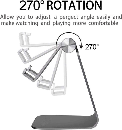 2020 Adjustable Cell Phone Stand, Aluminum Desk Holder for iPhone Xs Max, Xr, 8, 7, 6, 6s Plus, Silver