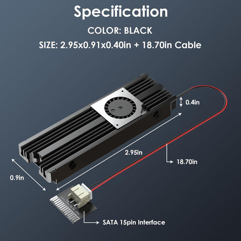 WAVLINK 880F Heatsink with SATA 15Pin Interface, M.2 Heatsink for 2280 NVMe PCIe/SATA SSD, Performance Cooler