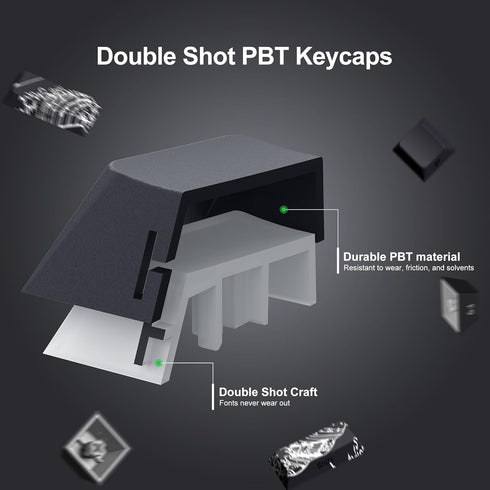 XVX Shine Through Keycaps, PBT Dye Sub Keycap Set, 131 Keys Cherry Profile Custom Keycaps for Mechanical Keyboards