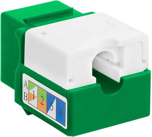 Cmple RJ45 Keystone Jack 90 Degree Cat5e Insert, Punch Down RJ45 Connectors for Wall Plates, Green