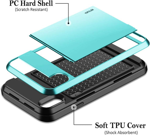 Vofolen Case for iPhone Xs Max, Wallet Card Holder Sliding Cover, Dual Layer Protective Hard Shell Hybrid TPU Bumper