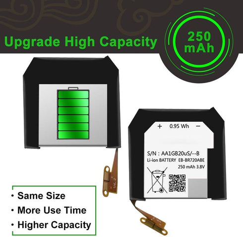 Samsung Gear S2 Classic SM-R732/Gear S2 SM-R720 Replacement Battery EB-BR720ABE with Adhesive Tool Repair Kit & Screws