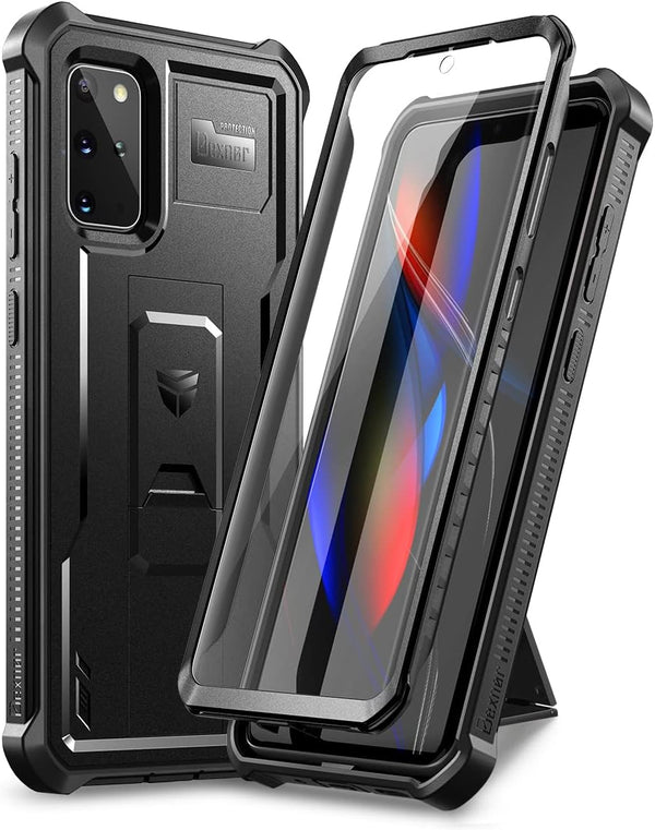 Dexnor Heavy Duty Case for Samsung S20 Plus, Black Shockproof Protective Cover with Built-in Screen Protector and