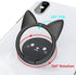 Ultra-Thin Cute Cat Metal Phone Ring Holder, 360° Rotation Kickstand for Magnetic Car Mount (Black)