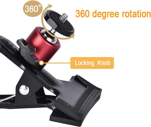 UTEBIT Tripod Camera Clip Clamp with 360 Degree Swivel Mini Ball Head - 2 Pack for DSLR Video Photoshoot