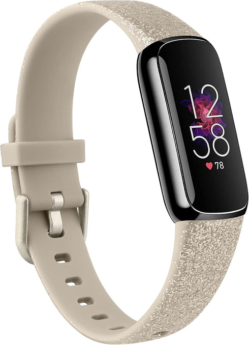 Tobfit Compatible for Fitbit Luxe Band for Women Men, Sport Silicone Watch Strap Wristbands Replacement for Fitbit Luxe Bands, Glitter Silver, Small