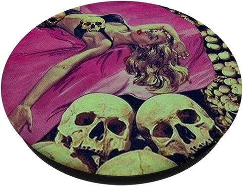 Skeleton Skull Pin Up Girl Horror Movie Sexy Blonde Lingerie PopSockets Swappable PopGrip