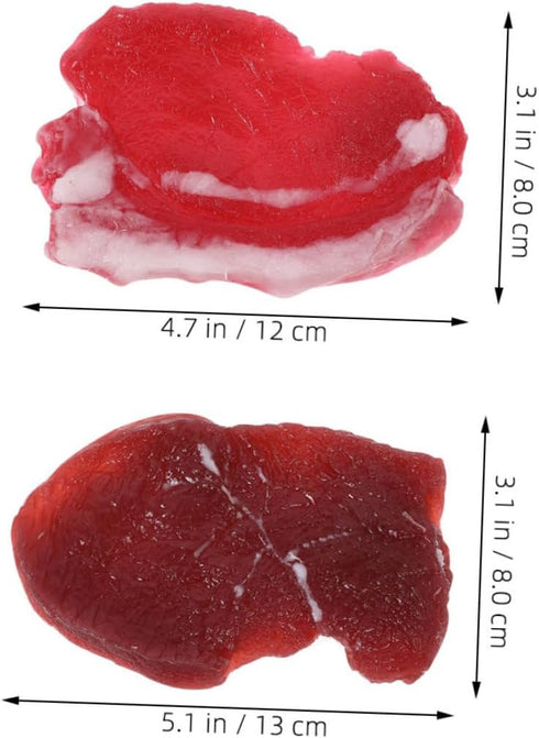 Set 2pcs Veemoon Realistic Fake Pork and Beef Meat Model for Kitchen Decor and Photography Props Lifelike Simulated