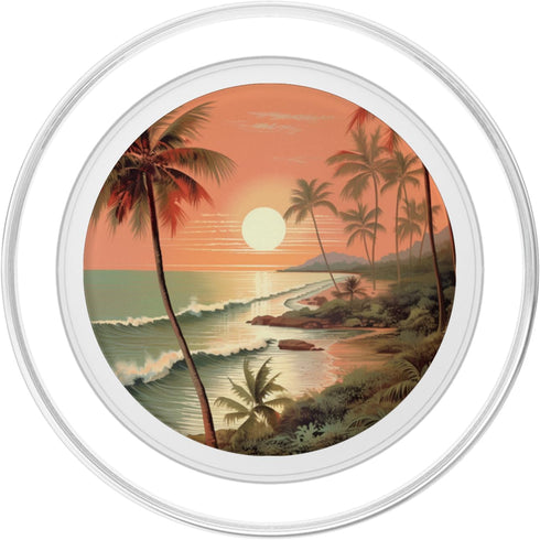 PopSockets MagSafe PopGrip for iPhone Tropical Sunset Palm Tree Beach Waves Ocean