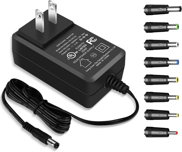EWETON Universal 12V 2A AC Adapter with 8 Tips, UL Listed 12 Volts