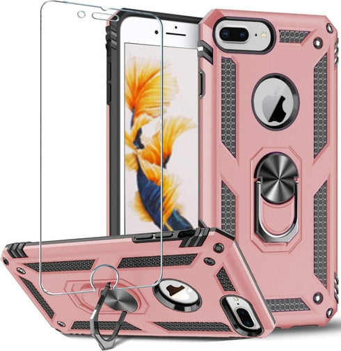 Folmeikat Compatible with iPhone 8 Plus, 7 Plus, 6s Plus/6 Plus Phone Case, 360 Degree Rotating Metal Ring