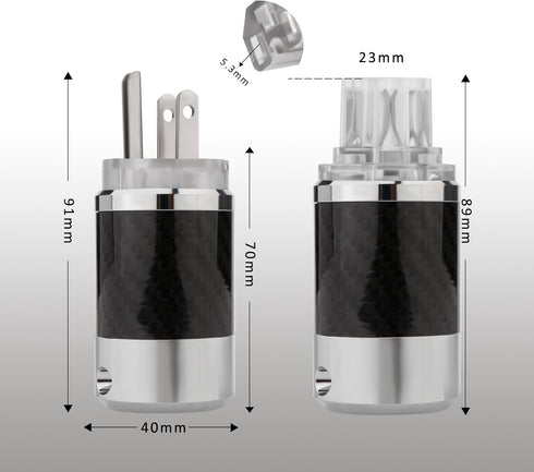 Monosaudio Audiophile Power Plug Black Carbon Fiber Transparent 10A/250V Audio Connector for DIY Power Cord