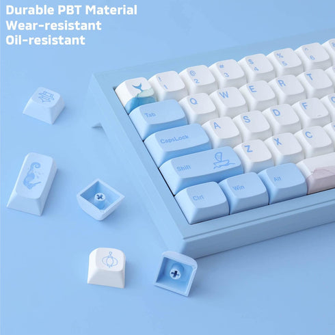 Hyekit 137 Set PBT Keycaps Keys Melody of The Sea Keycap Dye-Sublimation Cute Keycaps XDA Profile for Cherry Gateron MX
