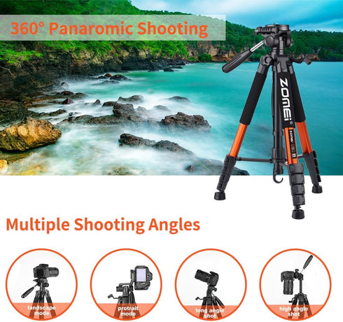 Tripod Camera Tripods, 74" Heavy Duty Tall Stand with Phone Holder, Compatible with DSLR, Cell Phones, Projector