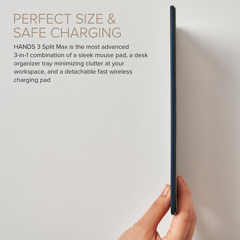 POUT H3 Split Wireless Charging Mouse Pad - Fast Qi Charger, Compatible with iPhone & Samsung Galaxy (Latte Cream)