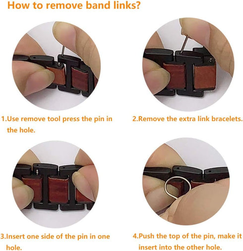 Compatible for Apple Watch Bands, Red Sandalwood Wood Stainless Steel Replacement Strap for 49mm-38mm