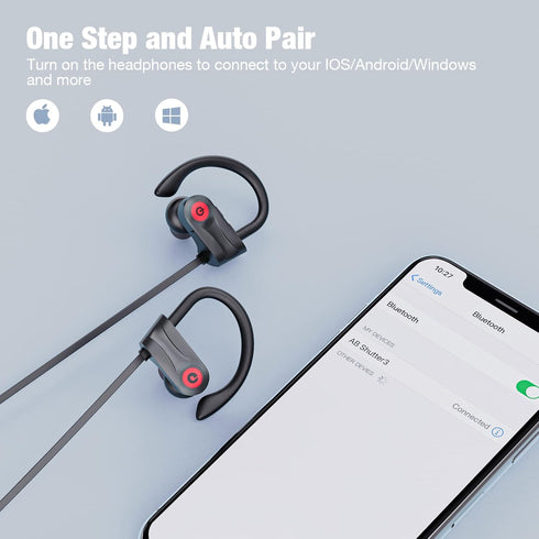 Boean Bluetooth Headphones, Wireless Earbuds with 16 Hours Playtime, Bluetooth 5.3, HD Deep Bass Stereo Sound