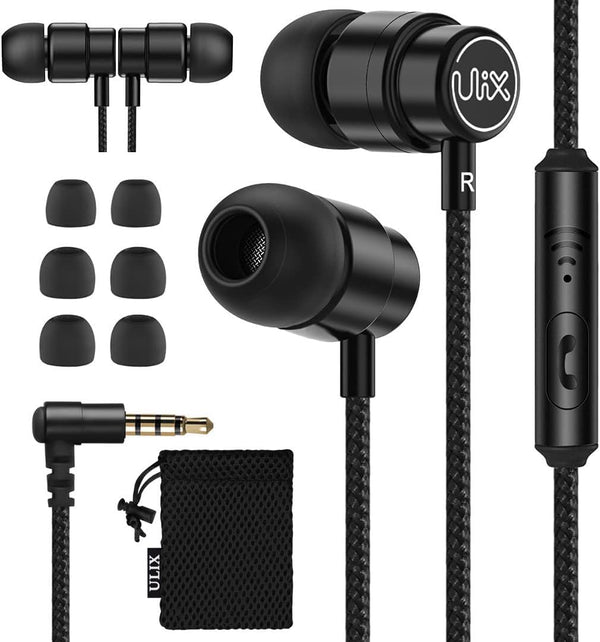 UliX Rider Wired Earbuds, In-Ear Headphones with Microphone, Anti-Tangle Cable, for iPhone, iPad, Samsung