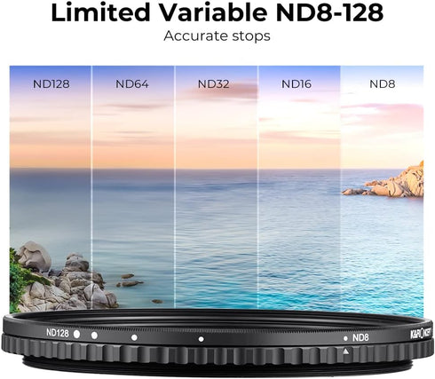 K&F Concept 49mm Variable ND Lens Filter ND8-ND128 (3-7 Stop), Waterproof VND Filter with Multi-Coatings