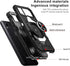 TJS Heavy Duty Phone Case for Cricket Icon 5 & AT&T Motivate 4, with Tempered Glass & Magnetic Kickstand (Black)