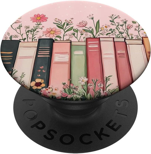 SAVARLO Pink Book Theme Floral Girly Book Lover Flowers PopSockets Adhesive PopGrip