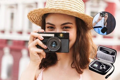 Digital Camera Case Compatible with Kodak PixPro/Canon PowerShot/Sony DSC, Hard Shell Protective Carrying Bag (Black)