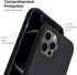 ORNARTO iPhone 12 & 12 Pro Case, Black, Slim Liquid Silicone 3 Layers Full Covered Soft Gel Rubber Phone Cover