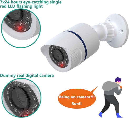 WALI Dummy Fake Camera, Indoor Outdoor Surveillance Security CCTV Dome Camera with One LED Light, Security Alert