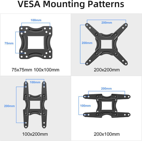 suptek 13-42 Inch 200x200mm 44lbs, MA1345 Full Motion TV Monitor Wall Mount for Most LED LCD Flat Curved Screen TVs