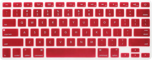 HRH Silicone Keyboard Cover Skin for MacBook Air 13, MacBook Pro 13/15/17, Red Wine, Older USA Layout