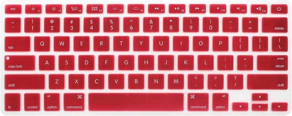 HRH Silicone Keyboard Cover Skin for MacBook Air 13, MacBook Pro 13/15/17, Red Wine, Older USA Layout