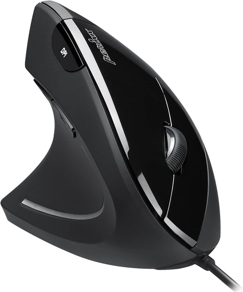 Perixx Perimice-513L Wired Vertical Ergonomic Mouse - 2 DPI, 6 Button Optical Ergo Mouse, Left Handed, Black