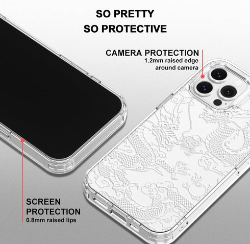 MOSNOVO iPhone 13 Pro Max Case, Clear TPU Bumper with Buffertech 6.6ft Military-Grade Drop Protection (White Dragon)