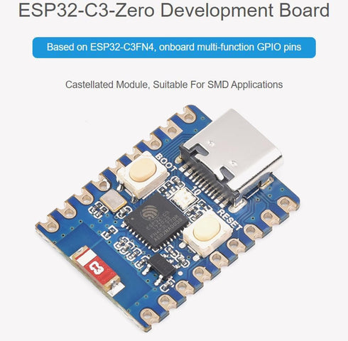 ESP32-C3 Mini Development Board, Based on ESP32-C3FN4 Single-Core Processor 160MHz Running Frequency, Support 2.4GHz Wi-Fi & Bluetooth 5, Onboard 400KB of SRAM and 384KB ROM, 4MB Flash Memory