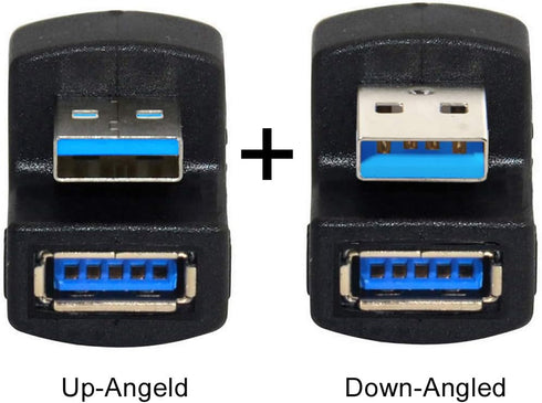 xiwai Up & Down Angled USB 3.0 Adapter, A Male to Female Extension 180 Degree, 5Gbps
