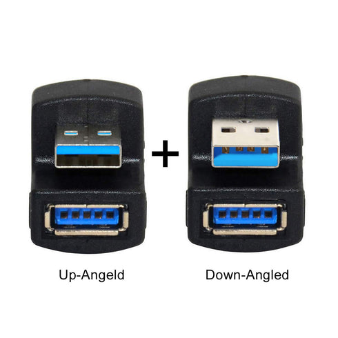 chenyang USB 3.0 Extender Adapter 2 Pack, 180 Degree Angled Male to Female Data Transfer Charging Adapter