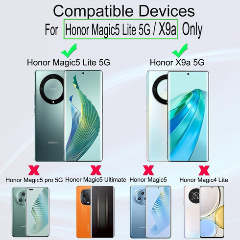 Ibywind 2 Pack Screen Protector for Honor Magic 5 Lite/X9a 6.67" + 1 Pack Camera Lens Protector + 1 Pack Back Film,