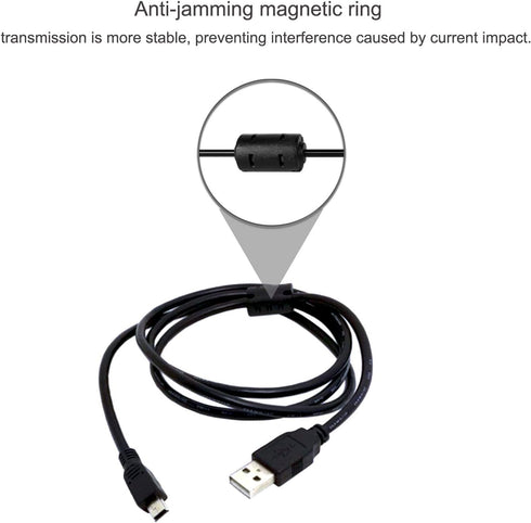Suptig Mini USB Charging Cable 2 Pack for GoPro Hero 4, 3+, 3, 2, 1 (Black)