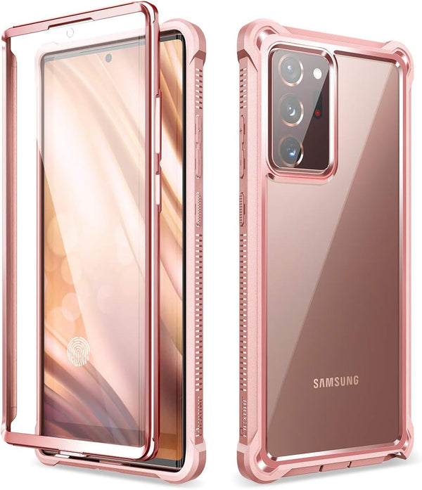 Dexnor for Galaxy Note 20 Ultra Case with Screen Protector, Clear Electroplated Metal 360 Full Body Rugged