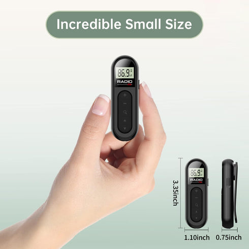 FM Radio, Rechargeable Portable Pocket Transistor Radio with Best Reception, LCD Digital Tuning, Black