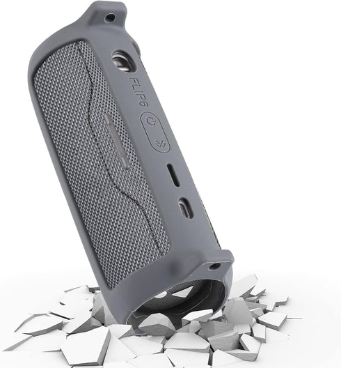 co2CREA Soft Silicone Case for JBL Flip 6 Portable Bluetooth Speaker, Grey