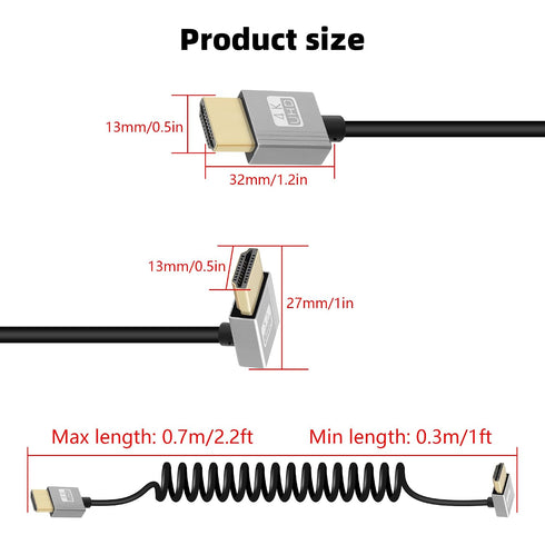 90 4K Cable,18Gbps hdtv2.0 4K@60Hz,Compatible Cameras,Camcorders,Monitors(3FT/0.9M) RIIEYOCA Degree Short HDTV to HDTV