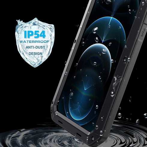 Marrkey for iPhone 12 Case, Full Body Protective Cover Heavy Duty Shockproof Tough Armor Aluminum Alloy Case for Apple