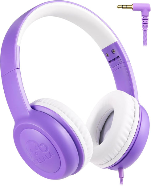 C3 Kids Headphones Wired, On-Ear for Boys Girls with 3.5mm Jack, Foldable, Adjustable, Purple