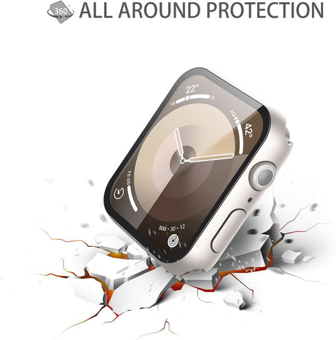 Misxi 2 Pack Hard PC Case with Tempered Glass Screen Protector for Apple Watch Series 9/8/7 41mm