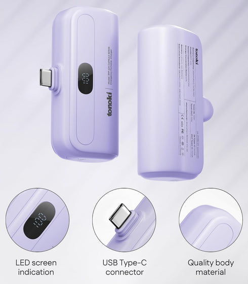Portable Charger for Android 5000mAh, Small Power Bank Fast Charging Mini Battery Pack for Samsung, Google Pixel,