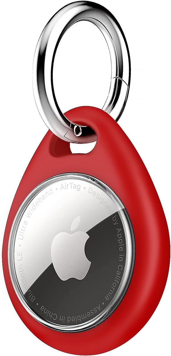 Airtag Holder, Air Tag Case with 2 Keychains, Waterproof TPU Shell Protective Case for GPS Item Finder Tracker, Red