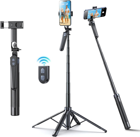 Hesheng Stick,71" iPhone,360Rotation Selfie Tripod for with Wireless Remote,Portable Aluminum Cellphone Stand,Vlog Live