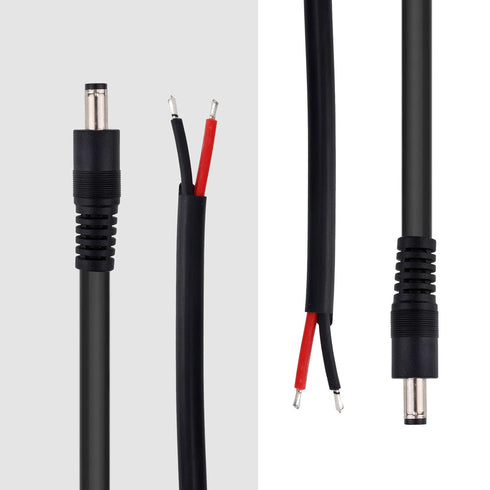 BTFO 4pcs DC5521 16AWG 36V 5.5 2.1mm (50cm/1.64ft Power Pigtails Cables, x DC Male Plug to Bare Wire Open End Cables