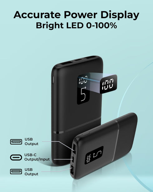 Vida IT Small Power Bank 5V 2A Battery Pack for Heated Vest Jacket Gloves, 5000mAh Dual USB Portable Phone Charger for